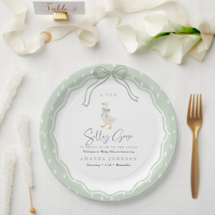Salie Groene Dwaze Gans Coquette Baby Shower  Papieren Bordje