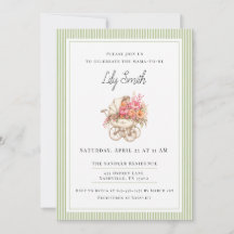 Salie groene eenvoudige babyshower uitnodiging 