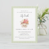 Salie groene eenvoudige babyshower uitnodiging (Staand voorkant)