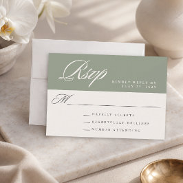 Salie Groene Eenvoudige Moderne Elegante Trouw RSVP Kaartje