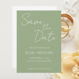 Salie Groene Eenvoudige Stijl Trouwen Save The Date