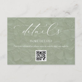 Salie Groene Eenvoudige Trouwdetails QR Informatiekaartje