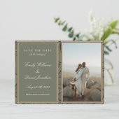 Salie Groene Elegante Bloemlijn Kunst Foto  Kaart (Staand voorkant)