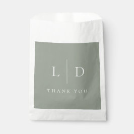 Salie groene elegante minimalistische monogram bru bedankzakje