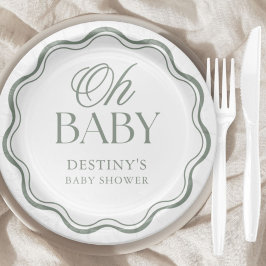 Salie Groene Elegante Oh Baby Geslachtsneutrale Do Papieren Bordje