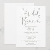 Salie groene elegante script bruidsboeket shower kaart (Voorkant / Achterkant)