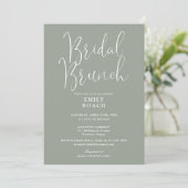 Salie groene elegante script bruidsboeket shower kaart (Staand voorkant)