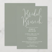 Salie groene elegante script bruidsboeket shower kaart (Voorkant / Achterkant)