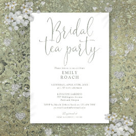 Salie groene elegante script bruidstheeceremonie kaart