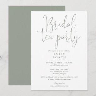 Salie groene elegante script bruidstheesalon bruil kaart
