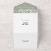 Salie Groene Elegante Script Slingerlichten Bruilo All In One Uitnodiging (Buitenkant)