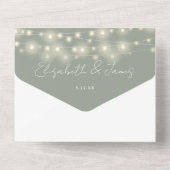 Salie Groene Elegante Script Slingerlichten Bruilo All In One Uitnodiging (Achterkant)