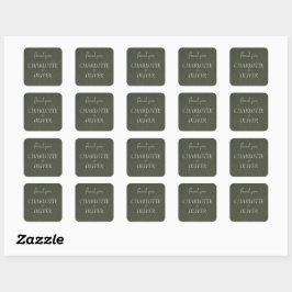 Salie Groene Elegante Trouw Dank Je Vierkante Labe Sticker