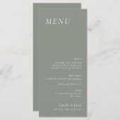 Salie Groene elegante Trouwmenu Menu (Voorkant / Achterkant)