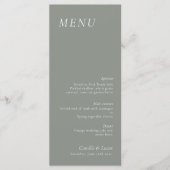Salie Groene elegante Trouwmenu Menu (Voorkant)