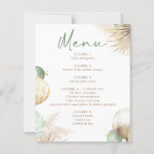 Salie groene en beige boho menukaarten (Voorkant)