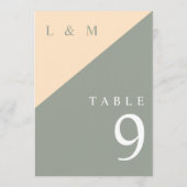 Salie groene en crème monogram trouwtafel nummer kaart (Achterkant)