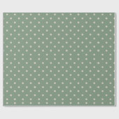 Salie Groene en Crème Polka Stippen Cadeaupapier (Vlak)