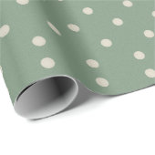 Salie Groene en Crème Polka Stippen Cadeaupapier (Rol Hoek)