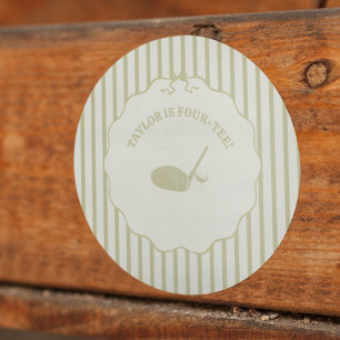 Salie groene en crème strepen golf thema feest ronde sticker
