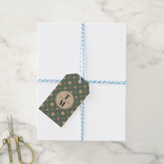 Salie groene en gouden geometrische cadeautags cadeaulabel