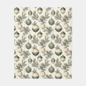 Salie groene en gouden kerstballen fleece deken (Voorkant)