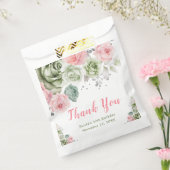 Salie Groene en Roze Bloemen Verjaardag Bedankzakje (Gezegeld)