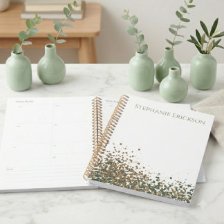 Salie groene en terracotta abstracte stip planner