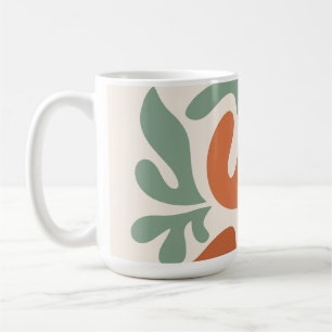 salie groene en terracotta abstracte wandkunst koffiemok