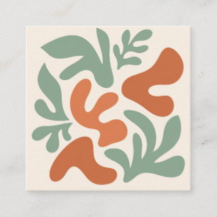 salie groene en terracotta abstracte wandkunst vierkante visitekaartje