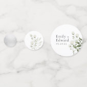 Salie Groene en Witte Bloemige Bruidstafel Confetti (Voorkanten)