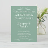 Salie Groene en Witte Script Verloving Feest Kaart (Staand voorkant)