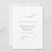 Salie Groene en Witte Script Verloving Feest Kaart (Achterkant)