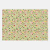 Salie Groene en Witte Stippen Bloemenweide Inpakpapier Vel (Voorkant 2)