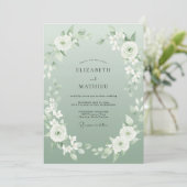 Salie Groene Etherische Aquarel Bruiloft Kaart (Staand voorkant)