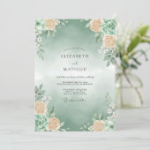 Salie Groene Etherische Succulente Bruiloft Kaart (Staand voorkant)
