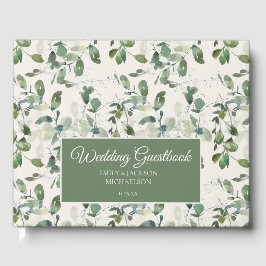Salie Groene Eucalyptus Bladeren Crème Huwelijk Gastenboek