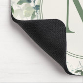 Salie Groene Eucalyptus Bladeren Crème Monogram Muismat (Hoek)