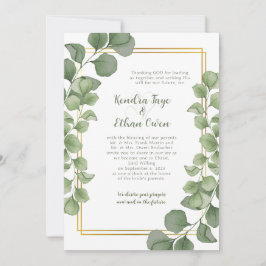 Salie Groene Eucalyptus Bladeren Gouden Frame Trou Kaart