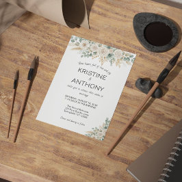 Salie Groene Eucalyptus Bloemen Huwelijksuitnodigi Kaart