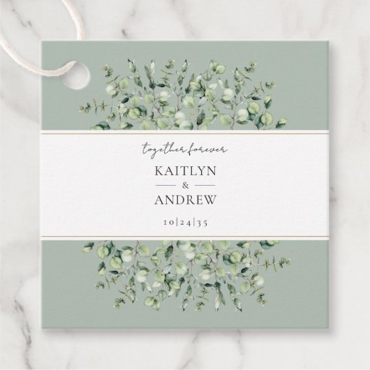Salie Groene Eucalyptus Bruiloft Bedankjes Labels (Voorkant)