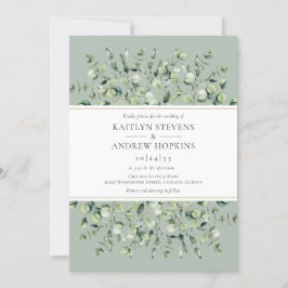 Salie Groene Eucalyptus Bruiloft Kaart