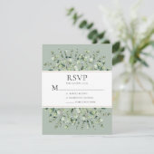 Salie Groene Eucalyptus Bruiloft RSVP Kaartje (Staand voorkant)