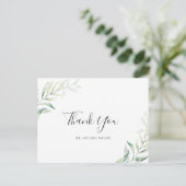 Salie Groene Eucalyptus Elegante Trouw Dank Je Briefkaart (Staand voorkant)