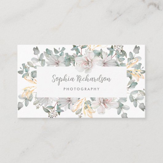 Salie groene Eucalyptus en Magnolia bloemen Visitekaartje (Voorkant)