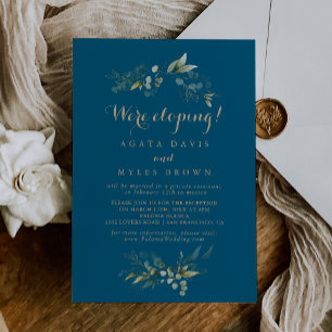 Salie Groene Eucalyptus Goud Elopement Ontvangst Kaart