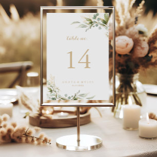 Salie Groene Eucalyptus Gouden Calligrafie Bruilof Kaart