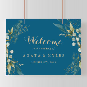 Salie Groene Eucalyptus Gouden Trouw Welkom Bord Poster