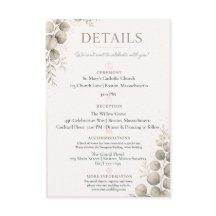 Salie Groene Eucalyptus Huwelijksdetails Kaart