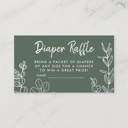 Salie Groene Eucalyptus Luier Raffle Enclosure Kaa Informatiekaartje (Voorkant)